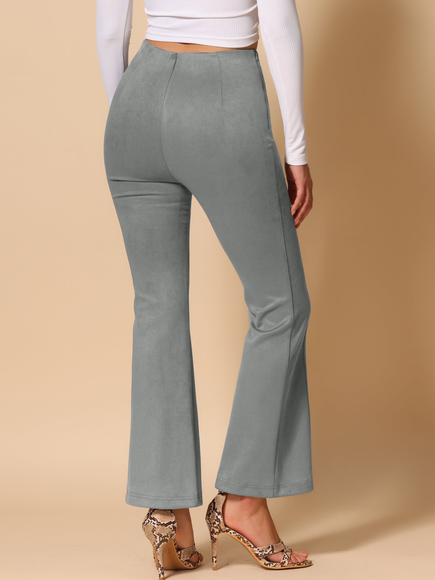 Faux Suede Wide Leg Casual Business Flared Bell Pants