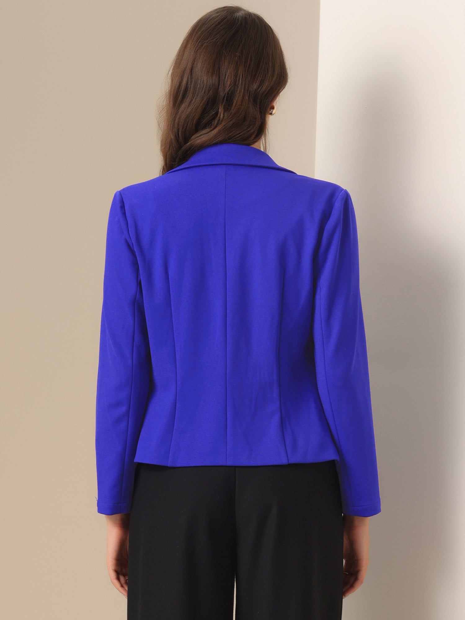 Business Blazer Open Front Office Casual Work Crop Suit Jacket