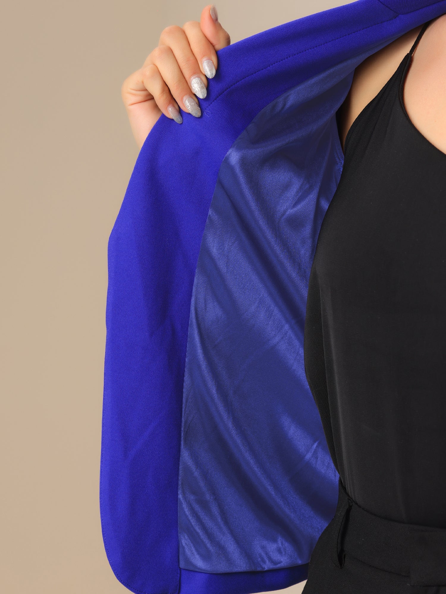 Business Blazer Open Front Office Casual Work Crop Suit Jacket