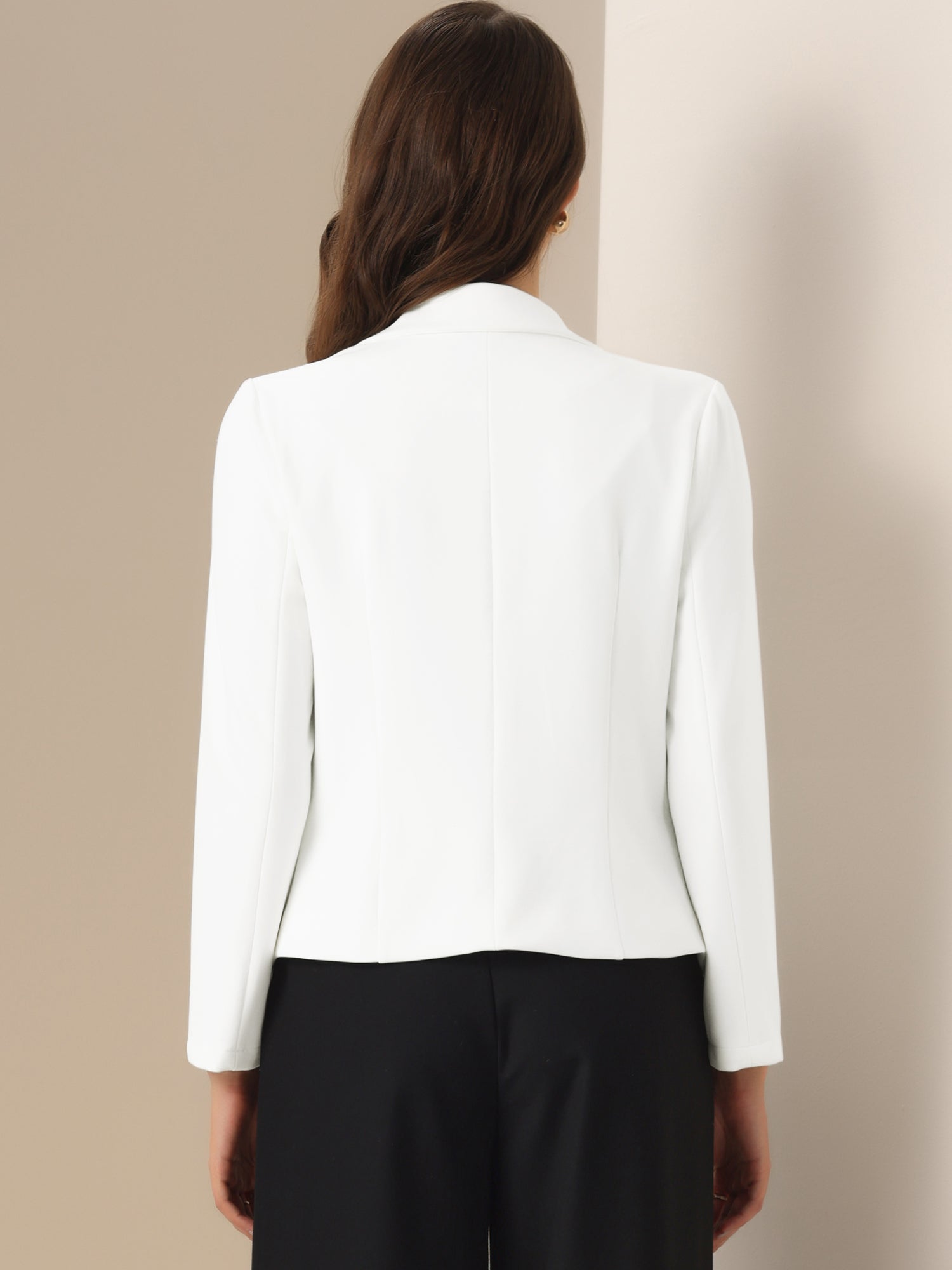 Business Blazer Open Front Office Casual Work Crop Suit Jacket