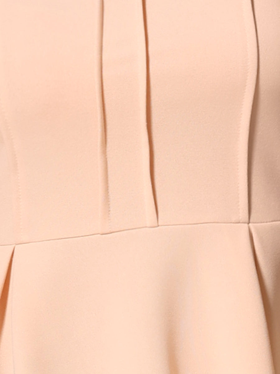 Elegant Round Neck Solid Color Cap Sleeve Peplum Blouse