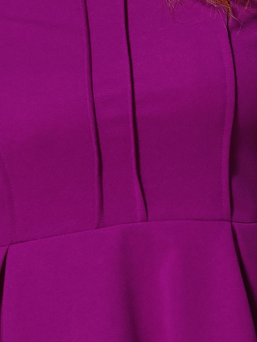 Elegant Round Neck Solid Color Cap Sleeve Peplum Blouse