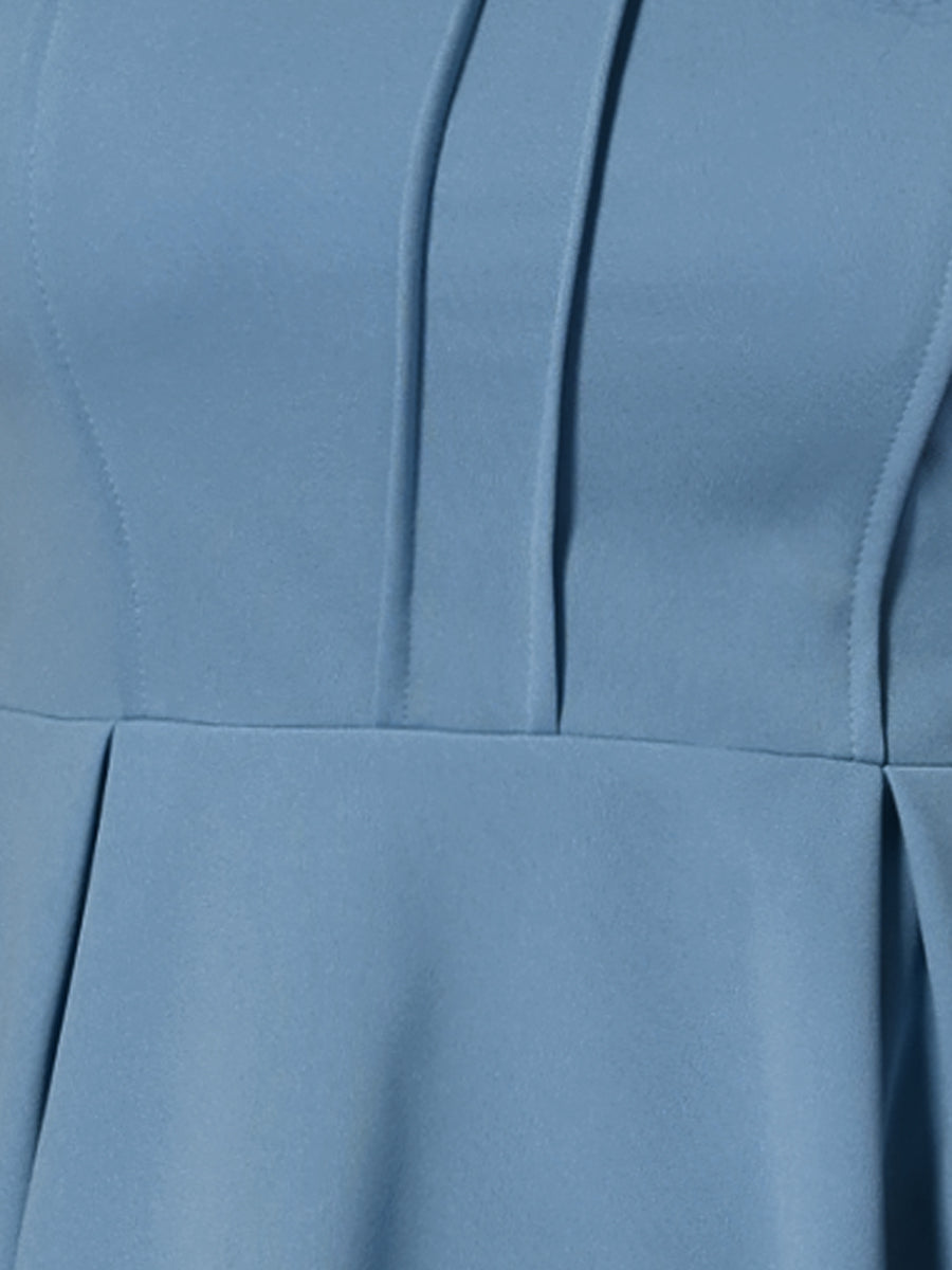 Elegant Round Neck Solid Color Cap Sleeve Peplum Blouse