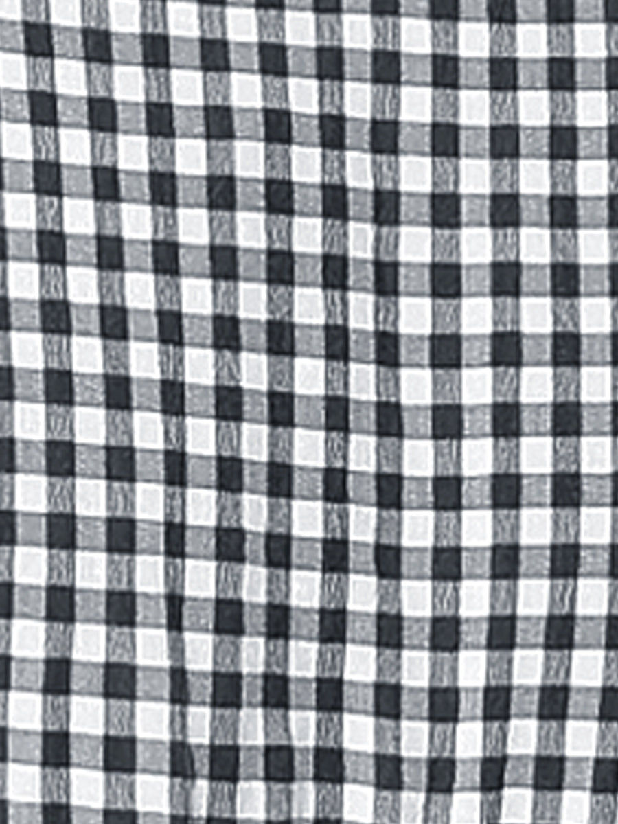 Ruffle Trim V Neck Button Decor Plaid Gingham Tiered Midi Dress