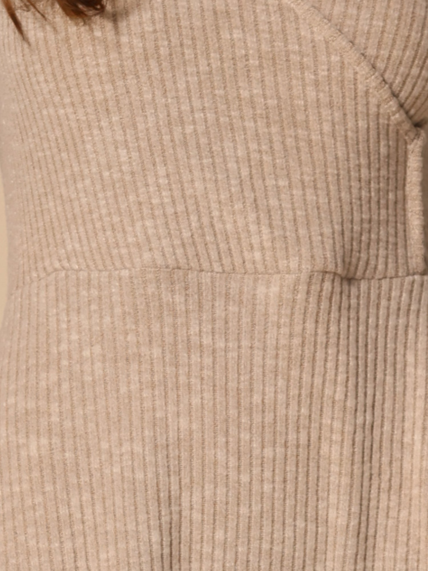 Long Sleeve Pockets A-Line Midi Ribbed Knit Dress