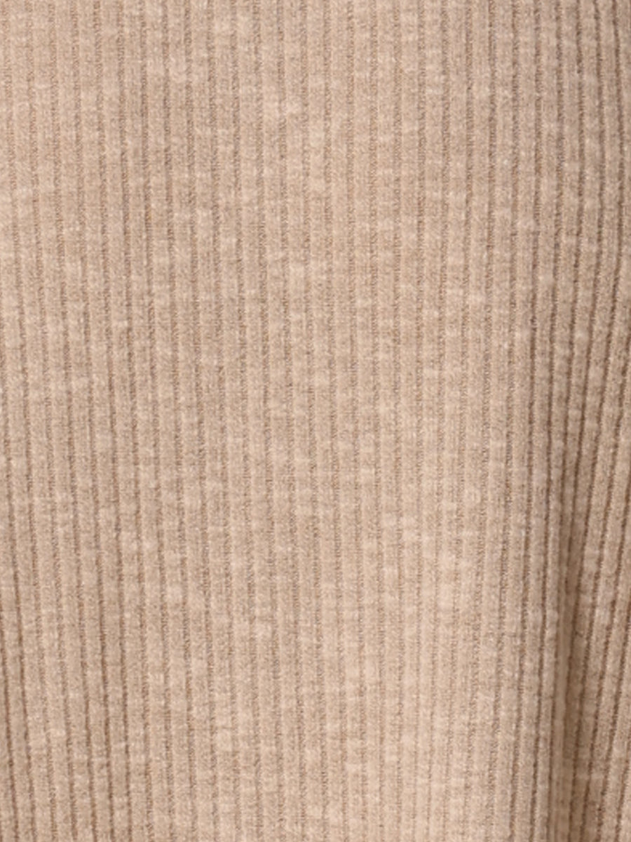 Long Sleeve Pockets A-Line Midi Ribbed Knit Dress