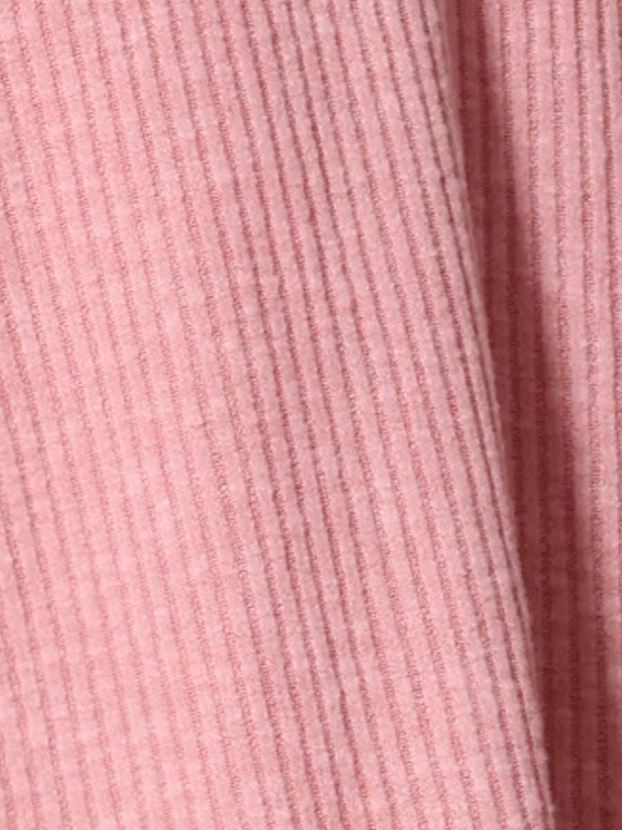 Long Sleeve Pockets A-Line Midi Ribbed Knit Dress