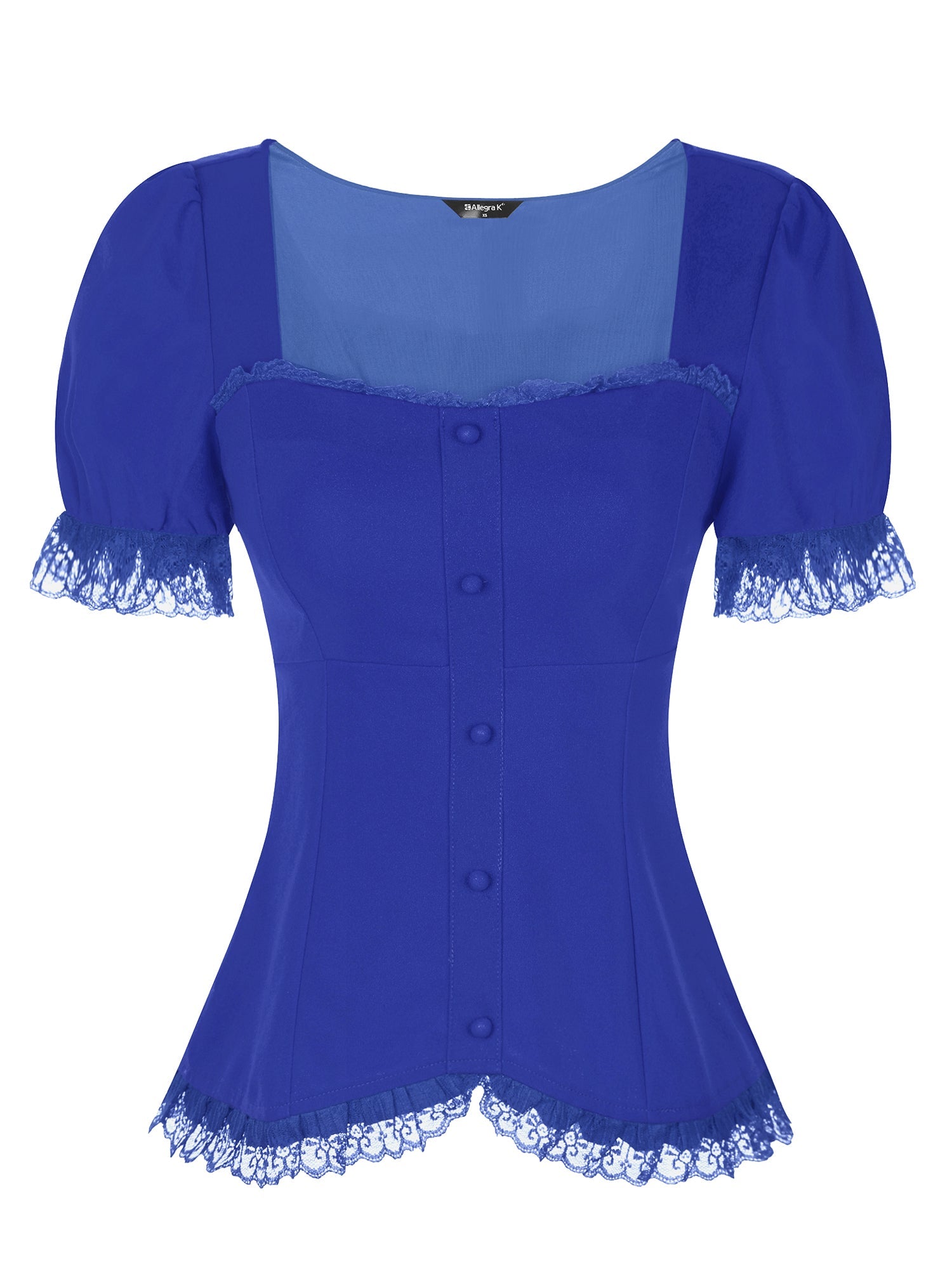 Sweetheart Neck Puff Short Sleeve Lace Up Gothic Blouse
