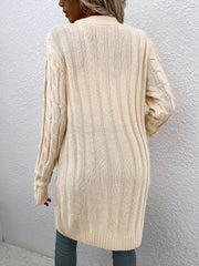 Long Sleeves Cable Knit Button Down Cardigan