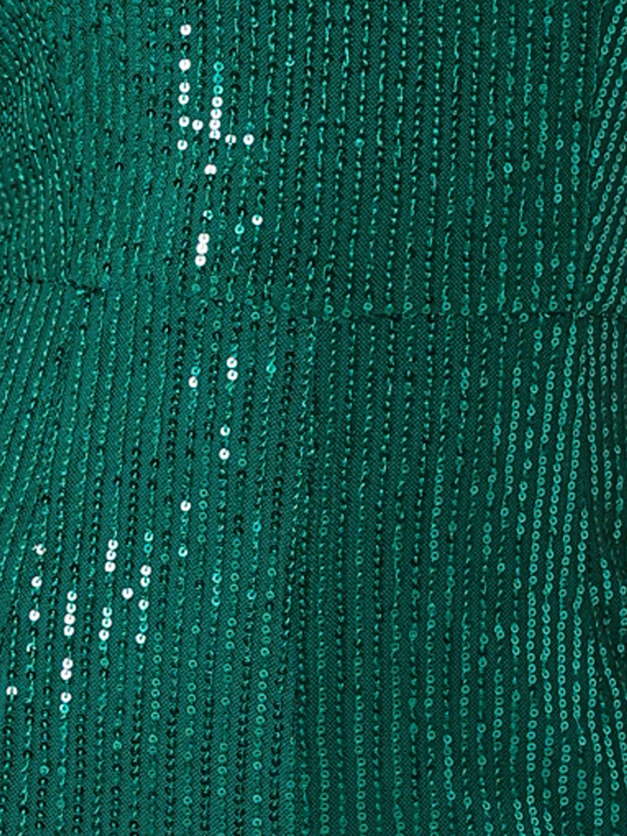 Sequin One Shoulder See Through Wide Legs Party Jumpsuit