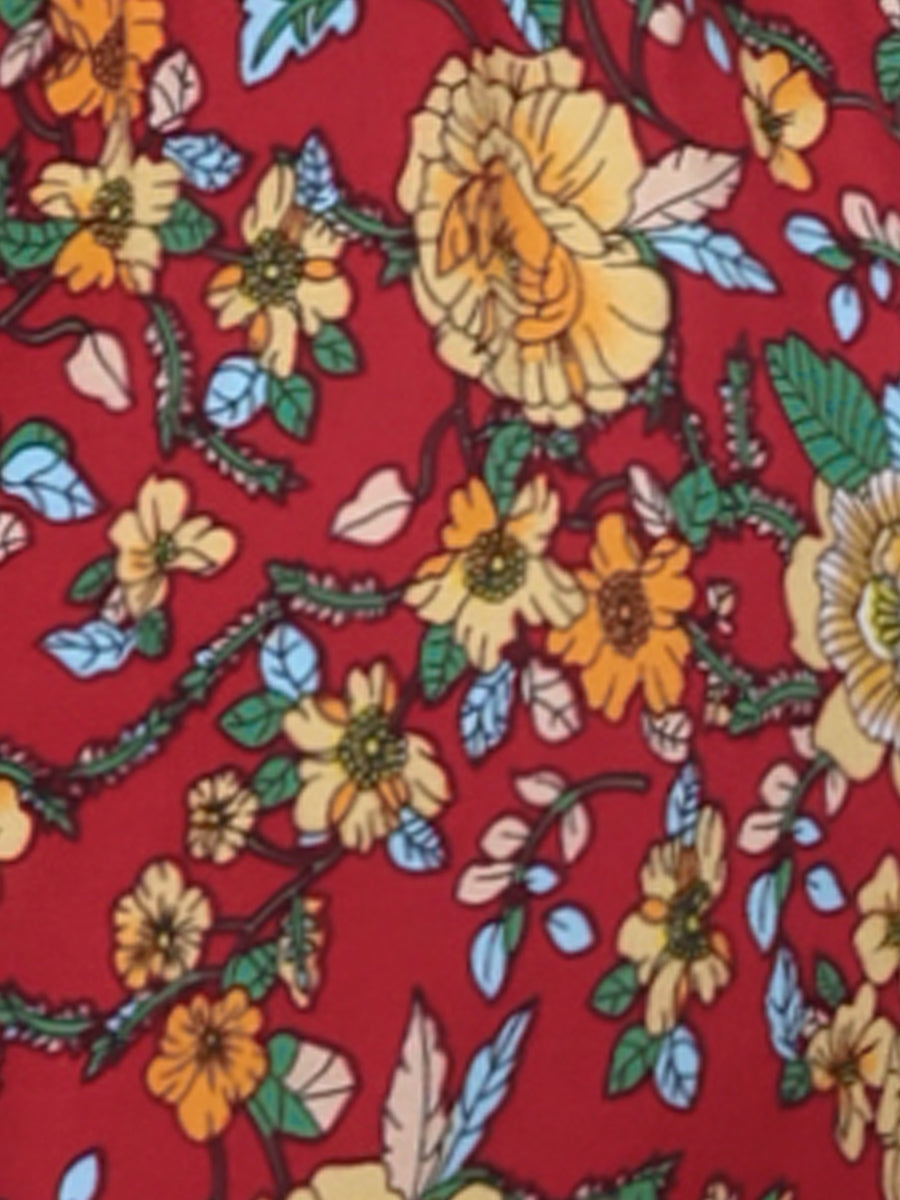 Boho Floral Summer Spaghetti Strap A-Line Flowy Smocked Midi Dress Sundress