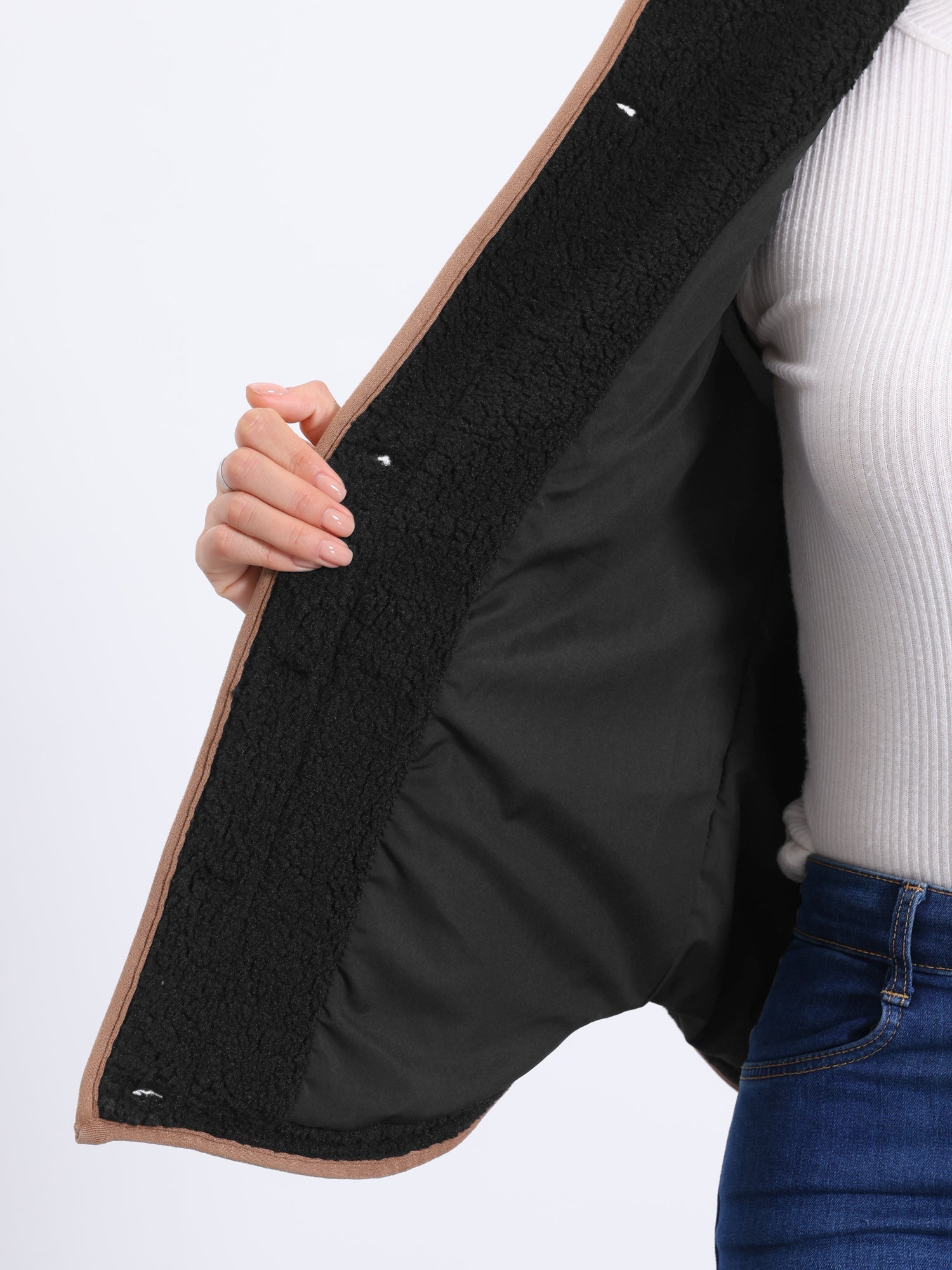 Fleece Plush Pockets Buttons Sleeveless Fuzzy Jacket Vest
