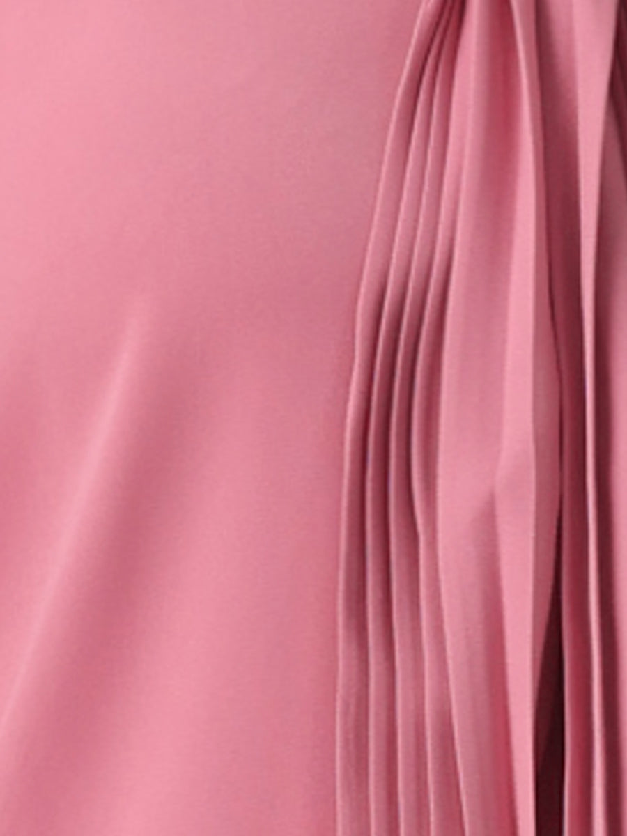 Long Sleeve Chiffon Pleated Tie Neck Office Blouse