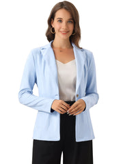Faux Suede Lapel Collar Long Sleeve Casual Work Office Jacket