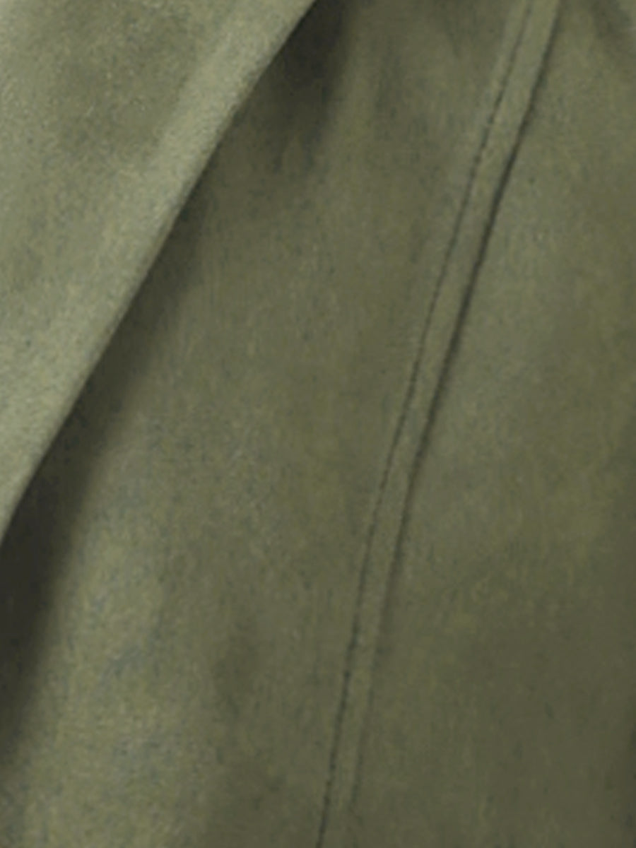 Faux Suede Lapel Collar Long Sleeve Casual Work Office Jacket