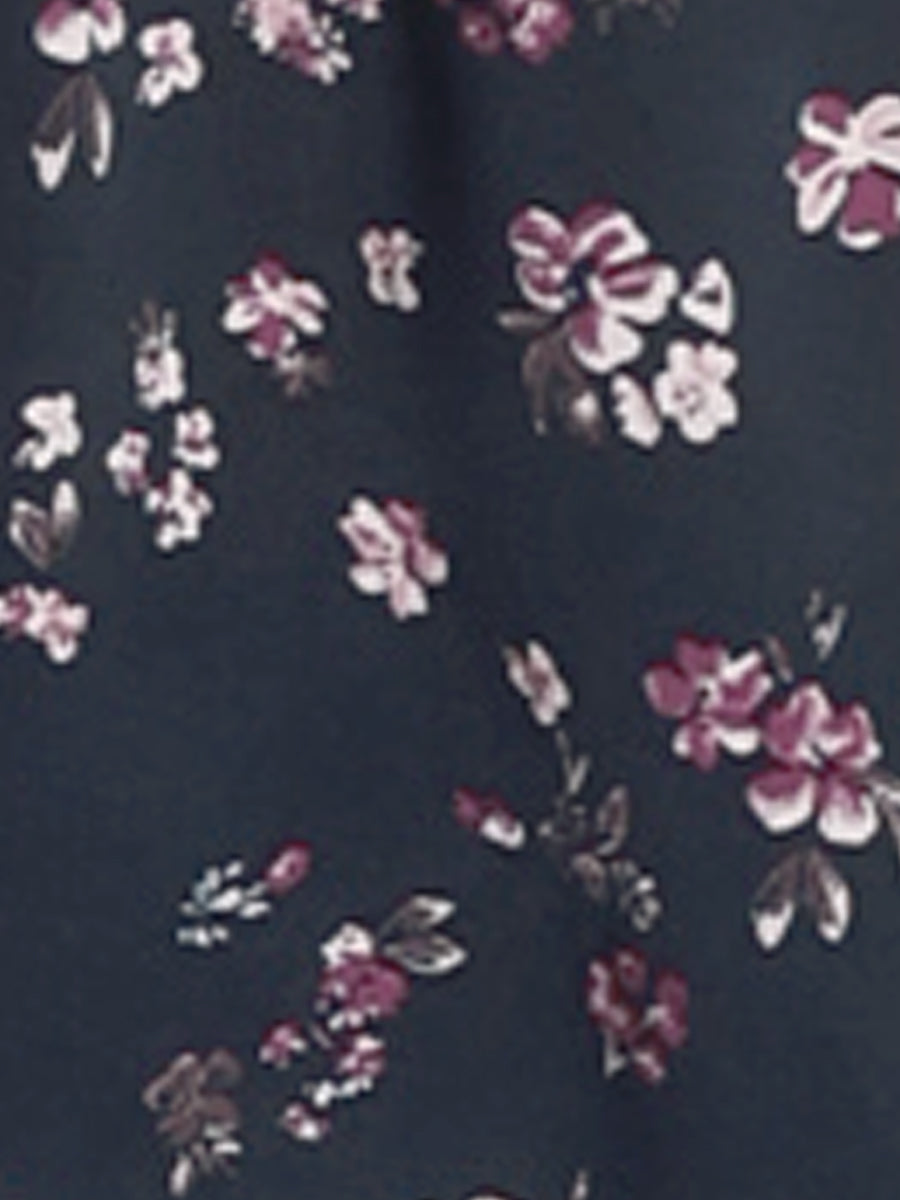Puff Short Sleeve Floral Shirred Ruffle Peplum Blouse