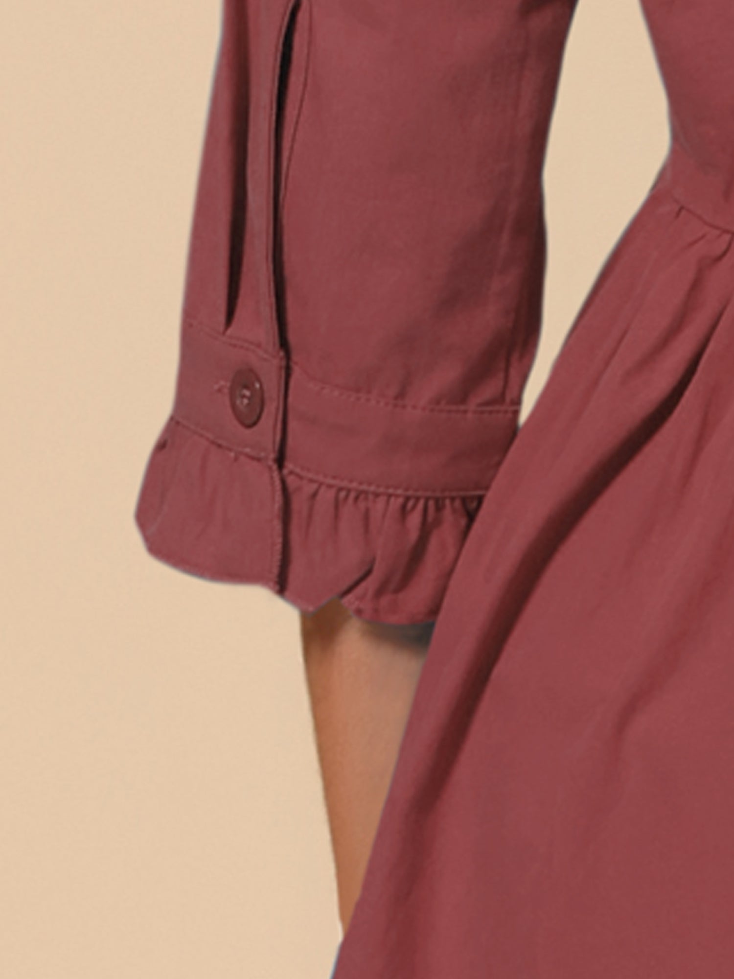 Ruched 3/4 Sleeve Button Up Casual Mini Shirt Dress