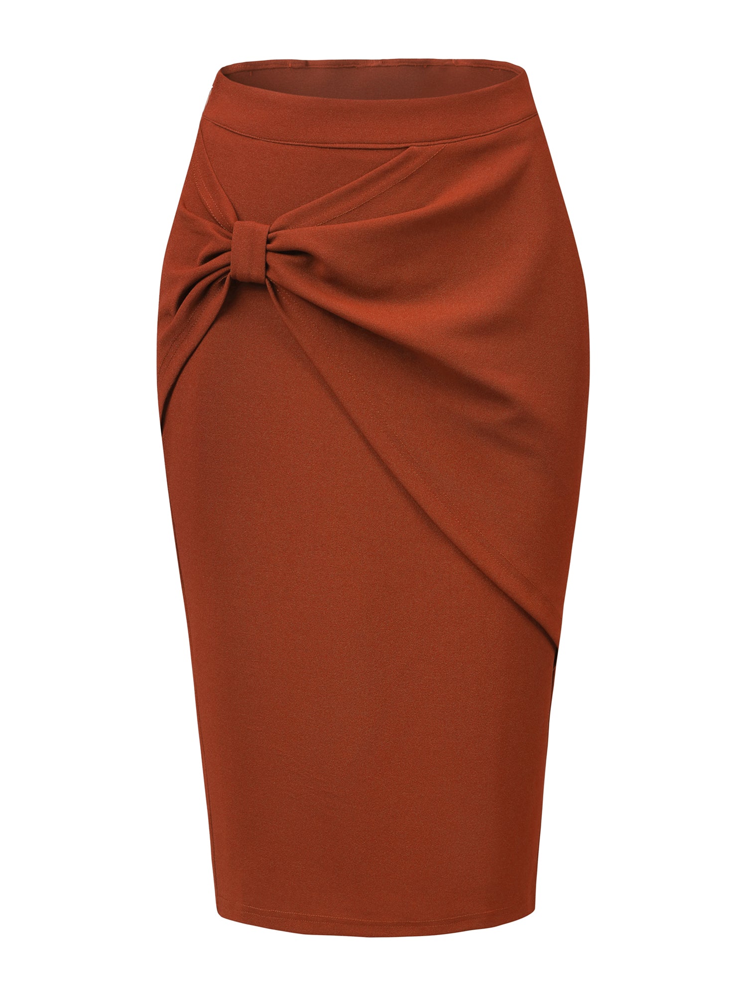 Work Pencil Ruched High Waist Bodycon Midi Skirt