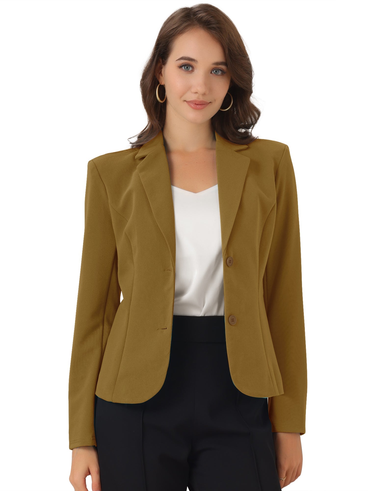 Solid Work Office Lapel Collar Stretch Jacket Suit Blazer