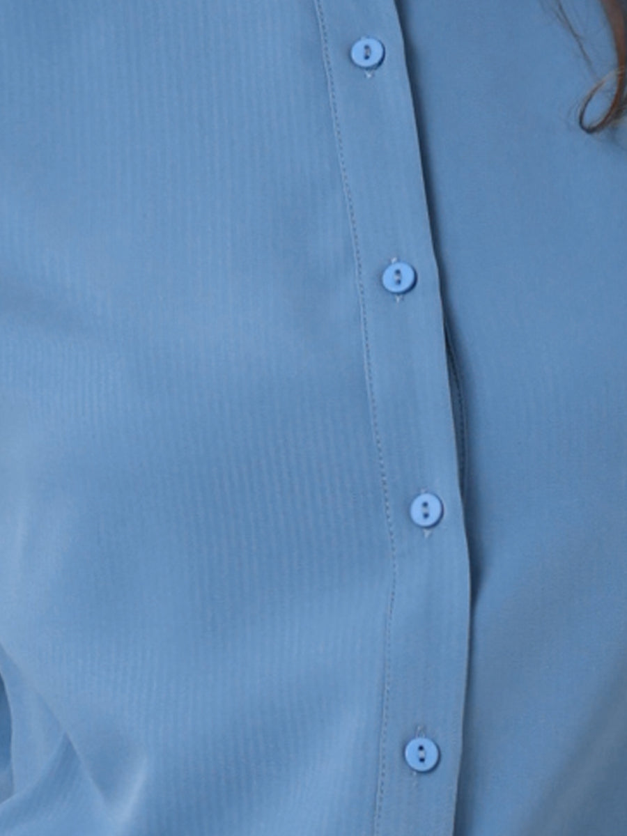 Mandarin Collar Long Sleeve Button Down Office Shirt
