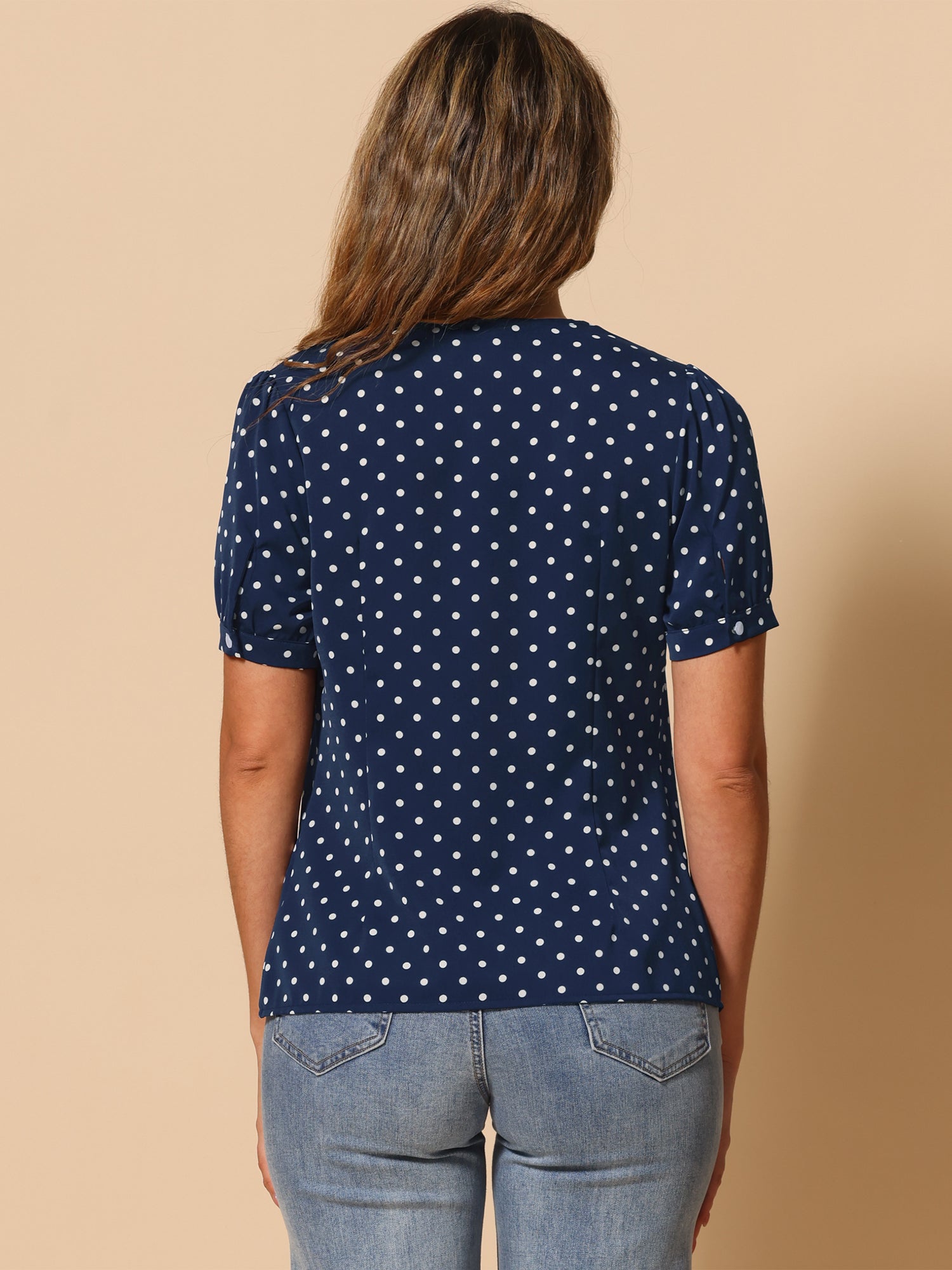 Polka Dot Peter Pan Collar Rockabilly Puff Short Sleeve Shirt
