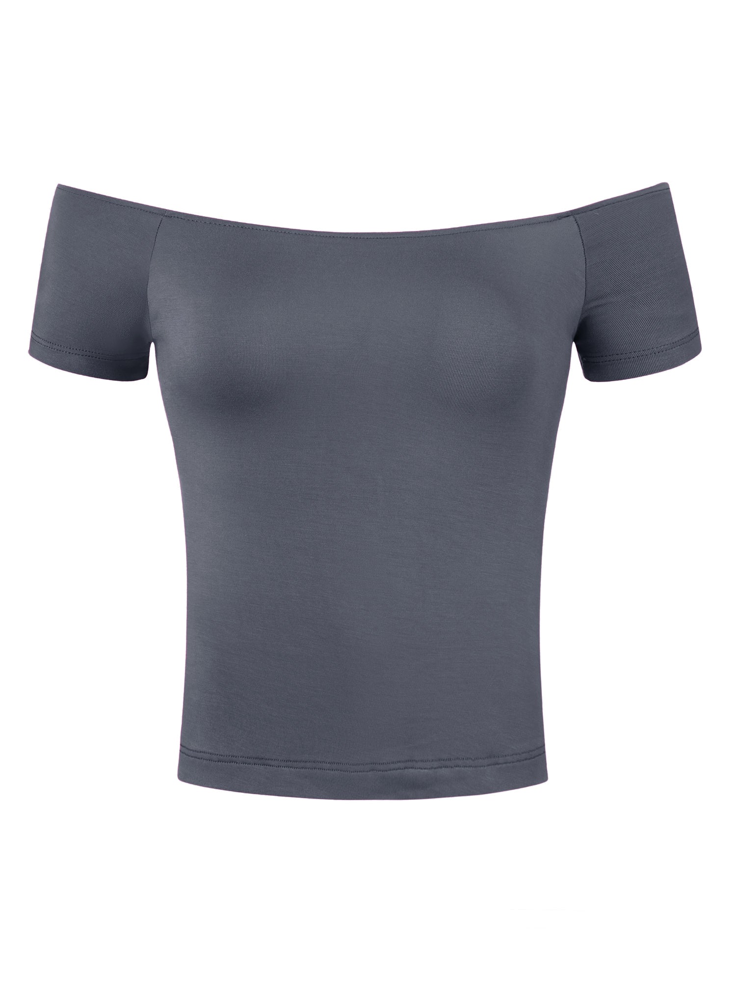 Off Shoulder Short Sleeve Solid Basic Sexy Slim Fit Blouse