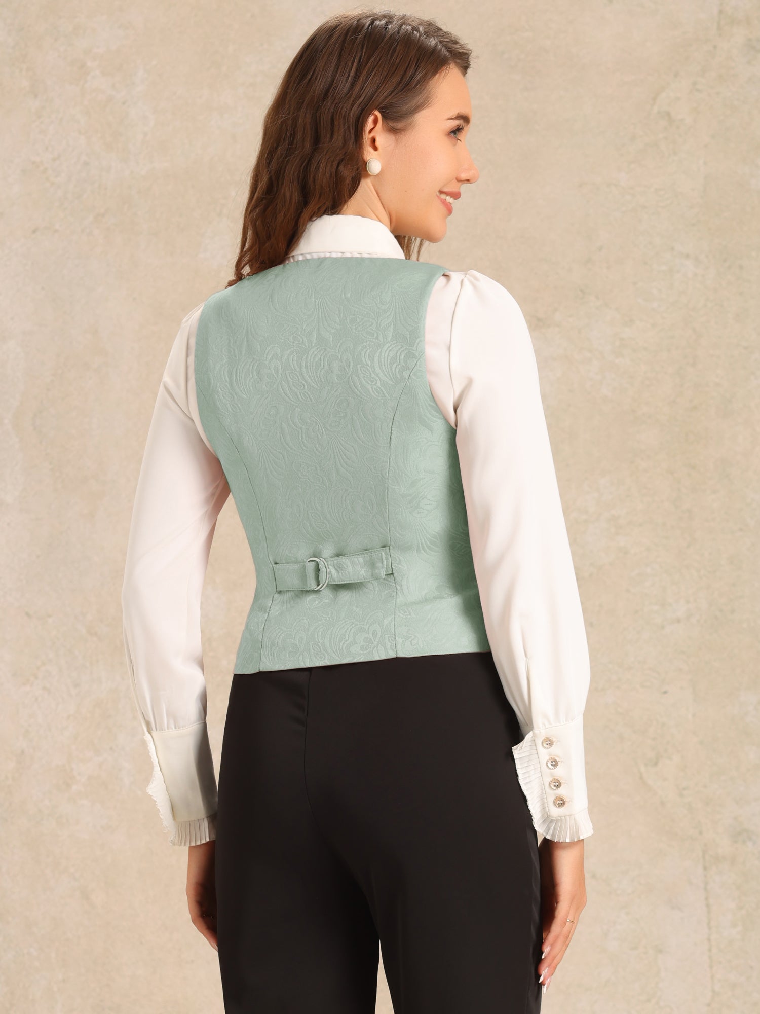 Vintage Button Up Jacquard Steampunk Waistcoat Suit Vest
