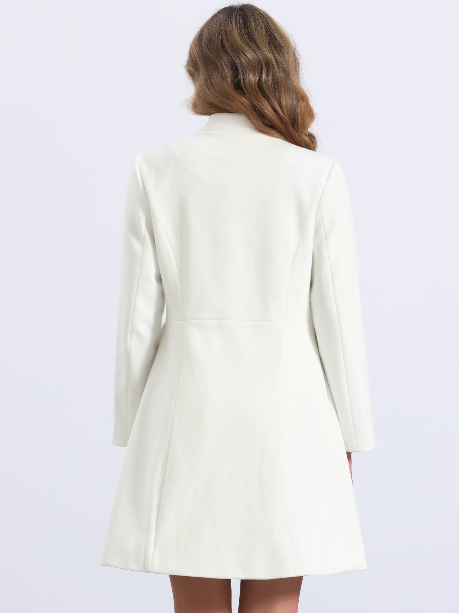 Stand Collar Double Breasted Pocket Long Sleeve A-Line Winter Coats