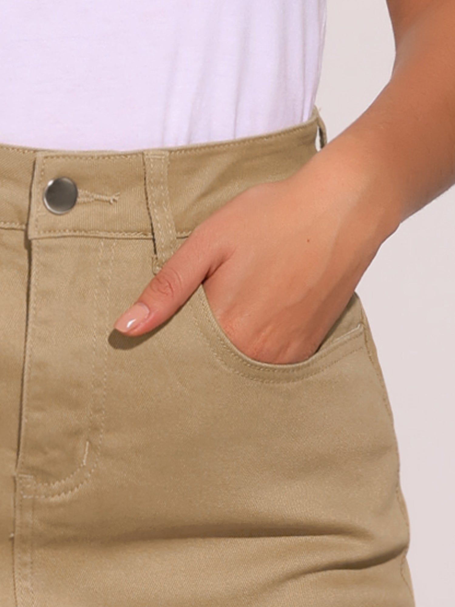 Casual Denim High Waist Stretchy Midi Pencil Jean Skirt