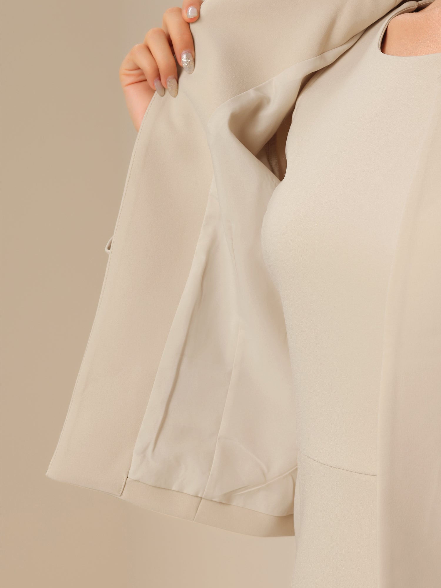 2 Pieces Long Sleeves Collarless Jacket & Sleeveless Fishtail Midi Dress Sets
