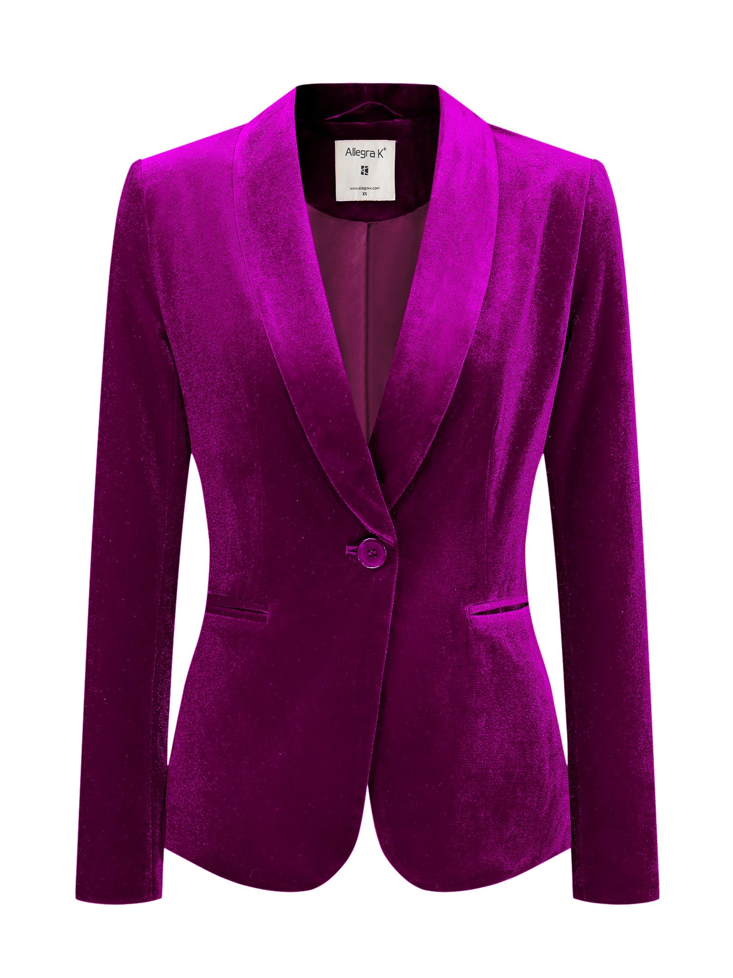 Solid Shawl Collar Single Button Velvet Blazer