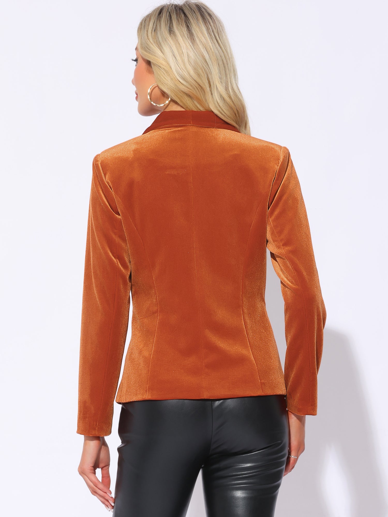 Solid Shawl Collar Single Button Velvet Blazer