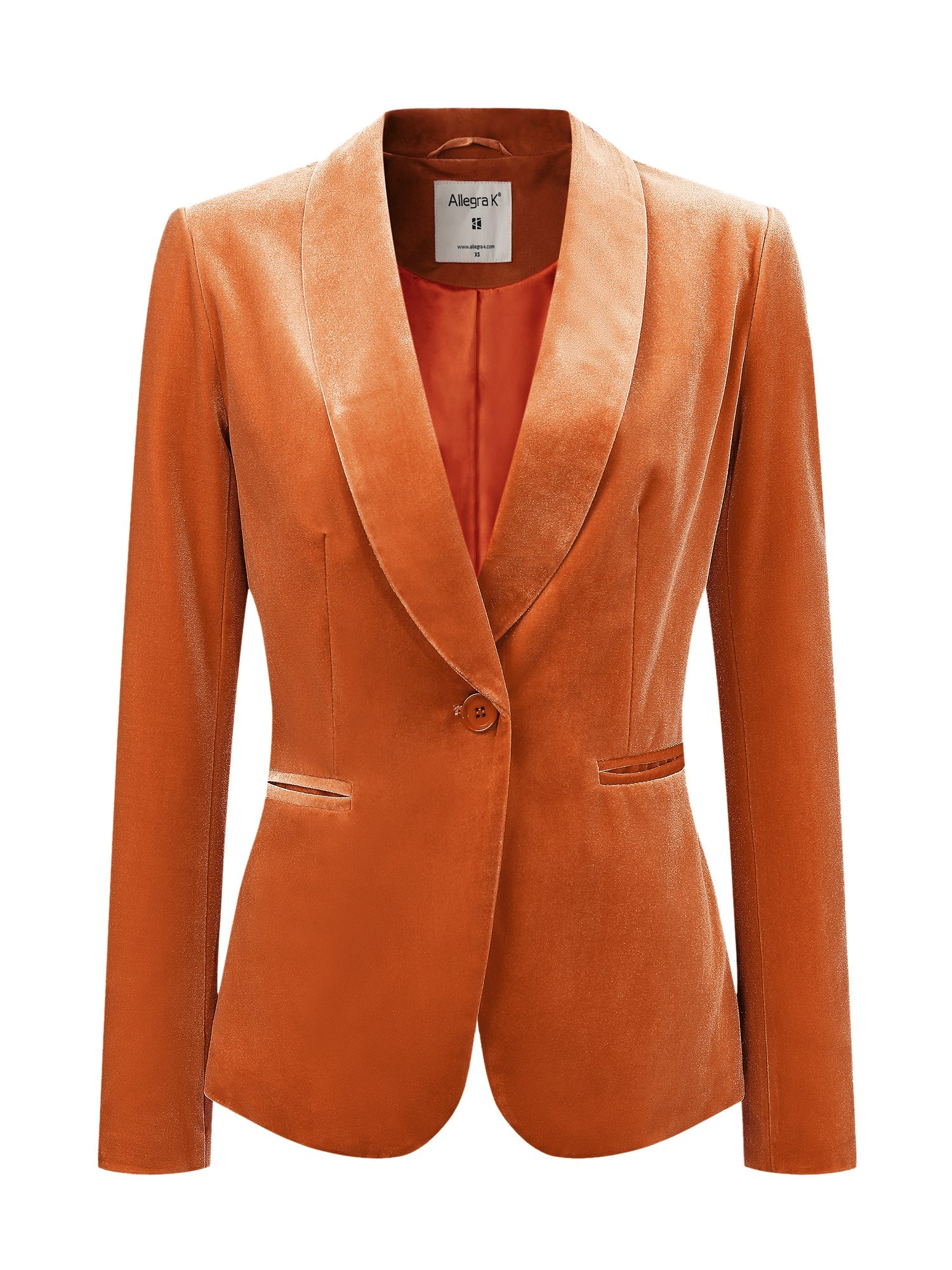 Solid Shawl Collar Single Button Velvet Blazer