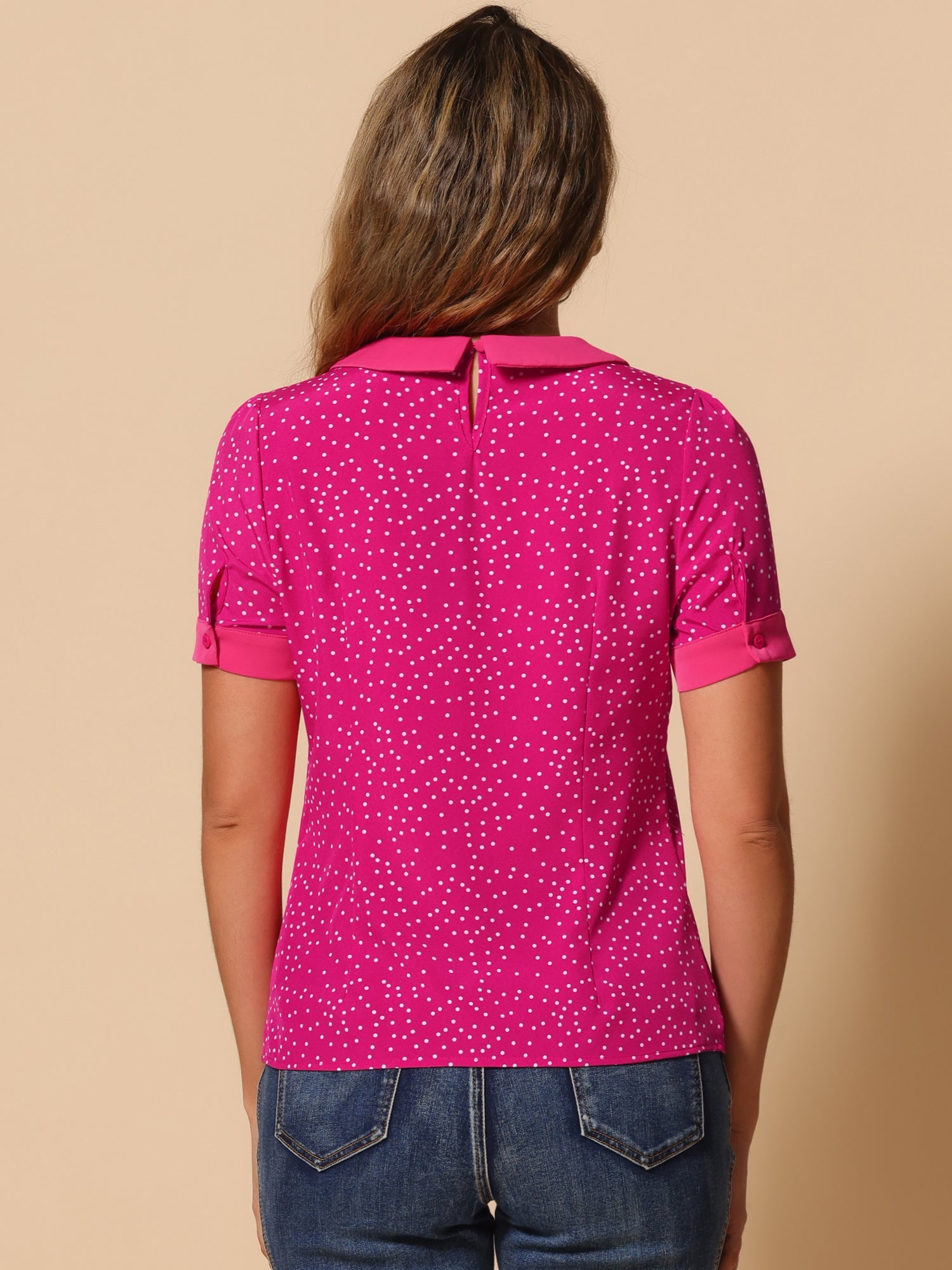 Peter Pan Collar Vintage Polka Dots Short Sleeves Blouse