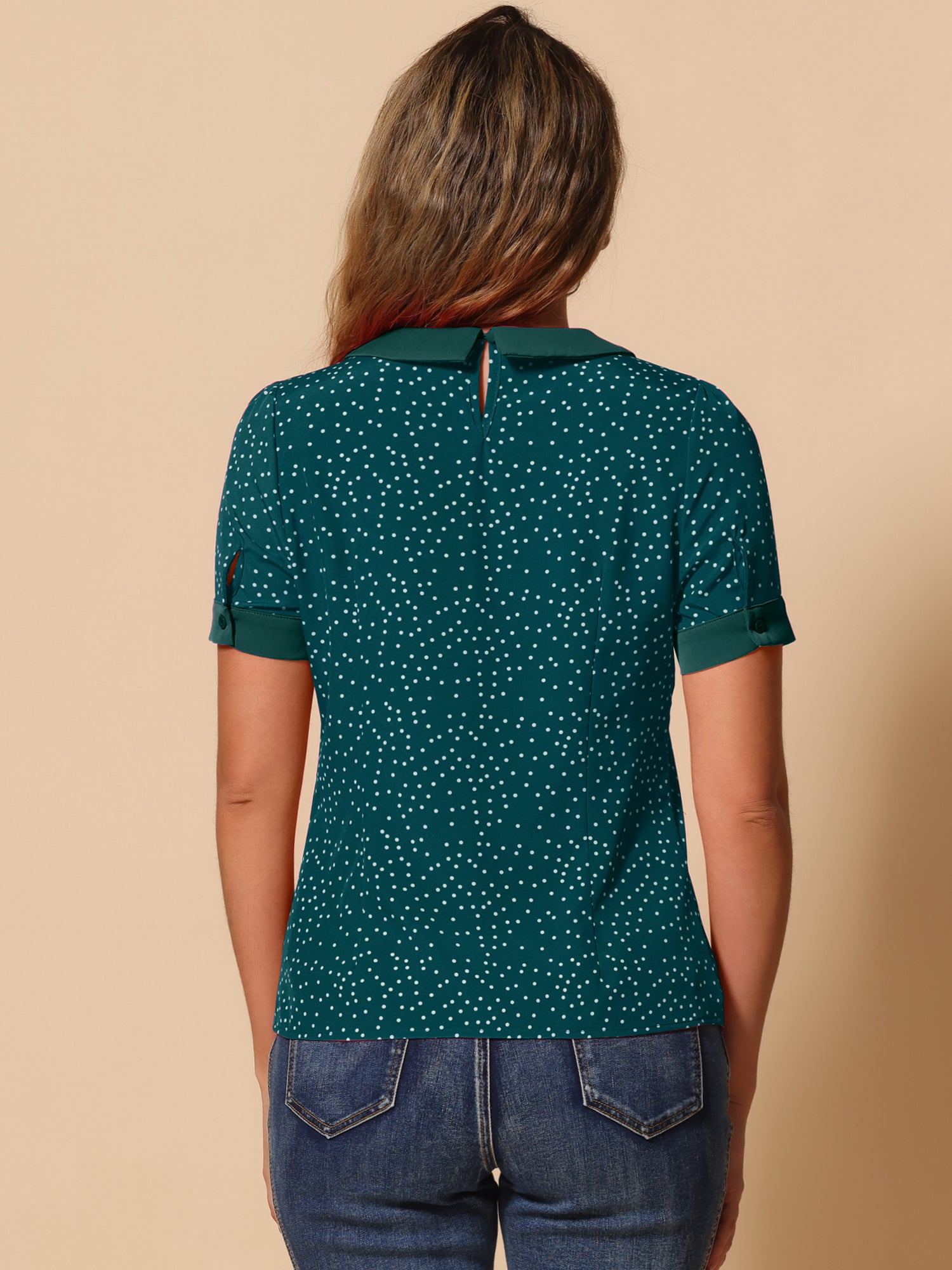 Peter Pan Collar Vintage Polka Dots Short Sleeves Blouse