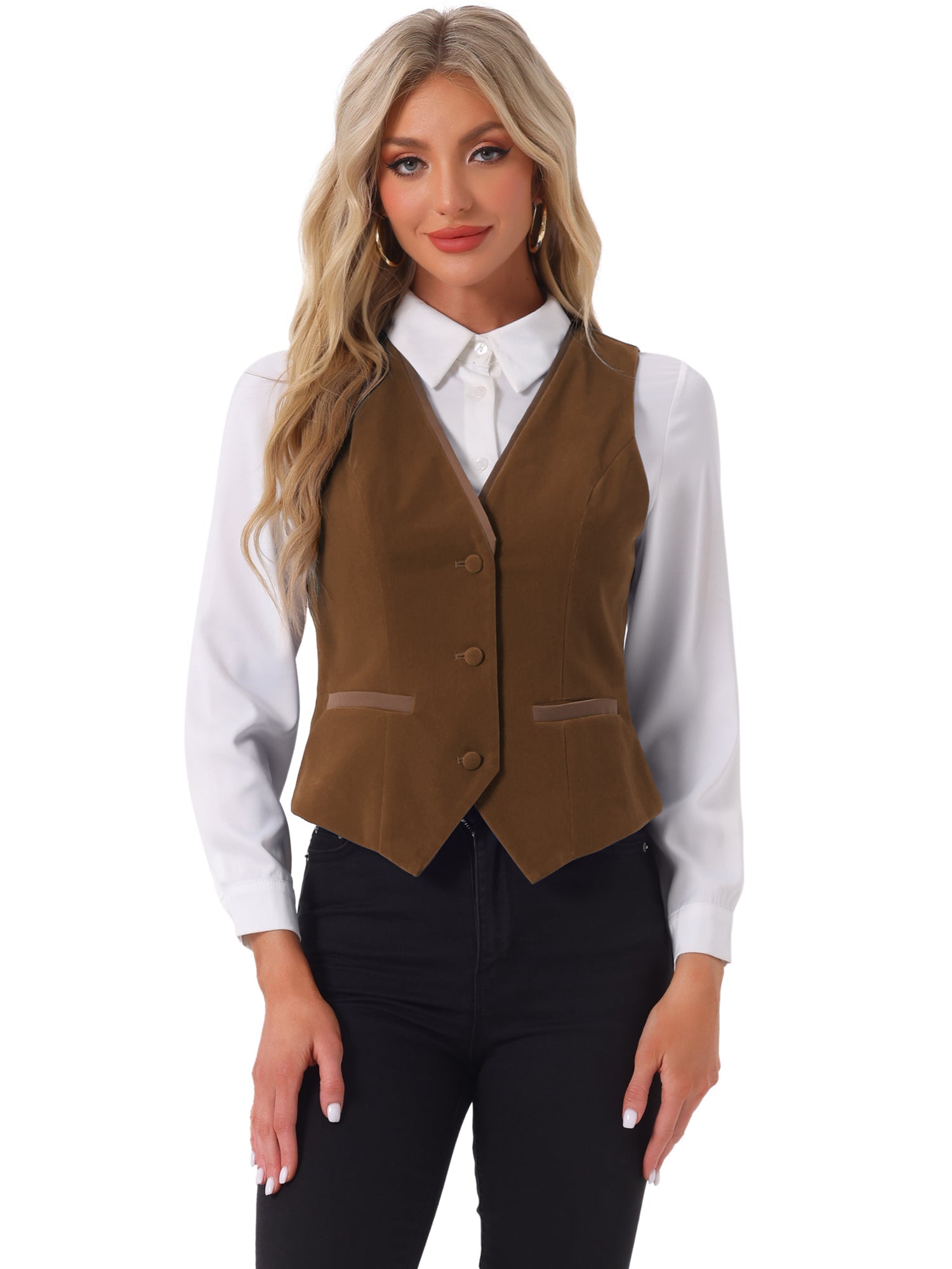 Retro Velvet Waistcoat V Neck Sleeveless Racerback Steampunk Vest