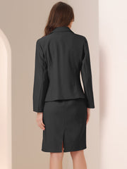 2 Pieces Sleeveless Midi Sheath Dress & Long Sleeve Blazer Set