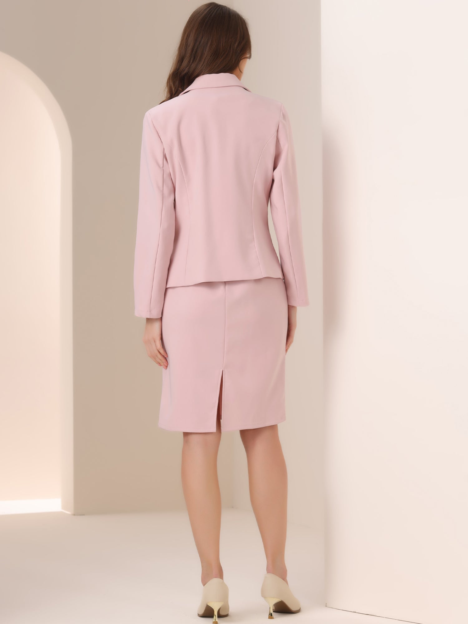 2 Pieces Sleeveless Midi Sheath Dress & Long Sleeve Blazer Set
