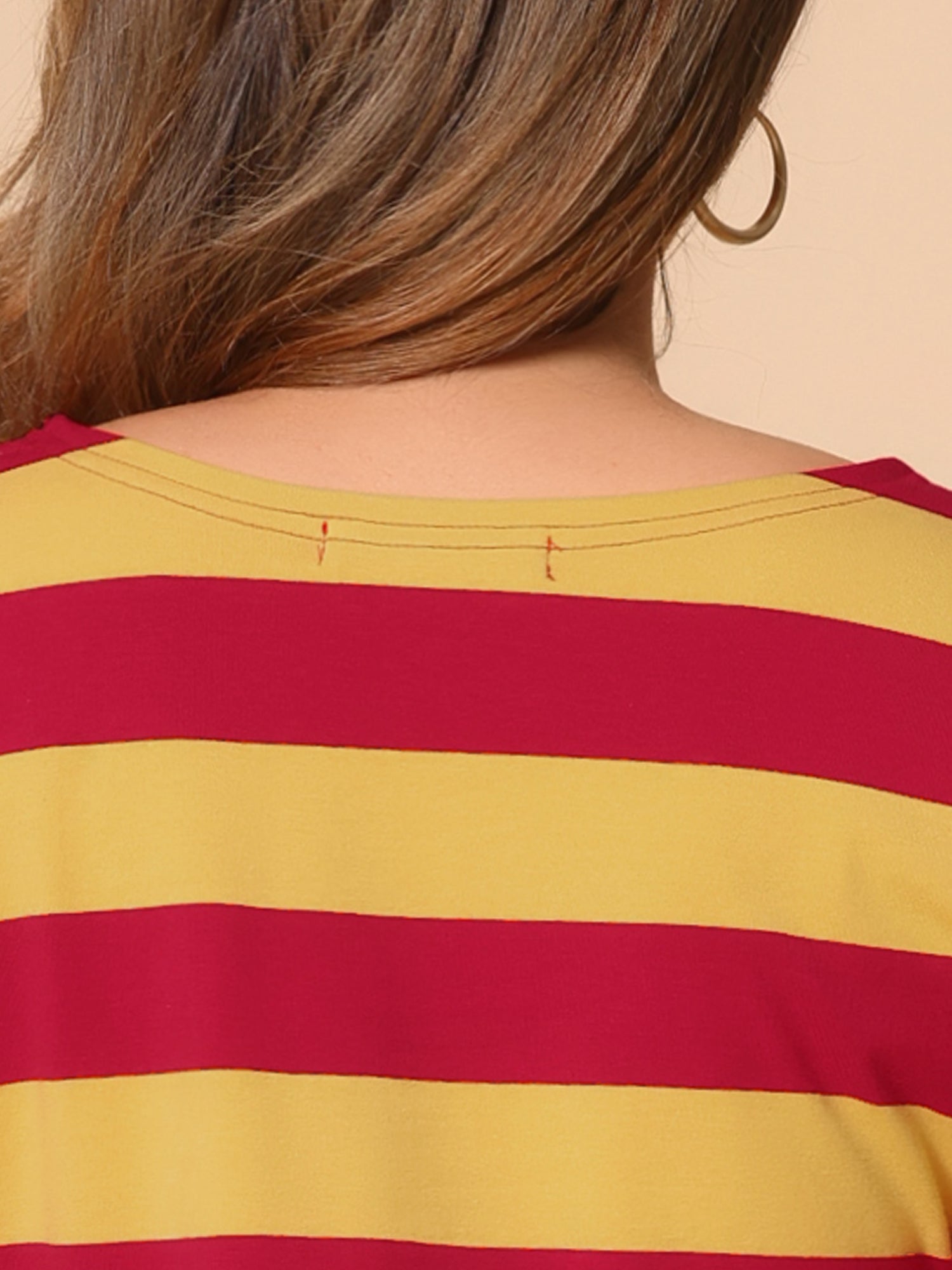 Striped 3/4 Sleeve Casual Basic Boat Neck T-shirt