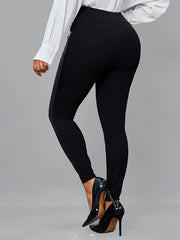 Faux Leather Patchwork Ruched Zipper Pencil Pants