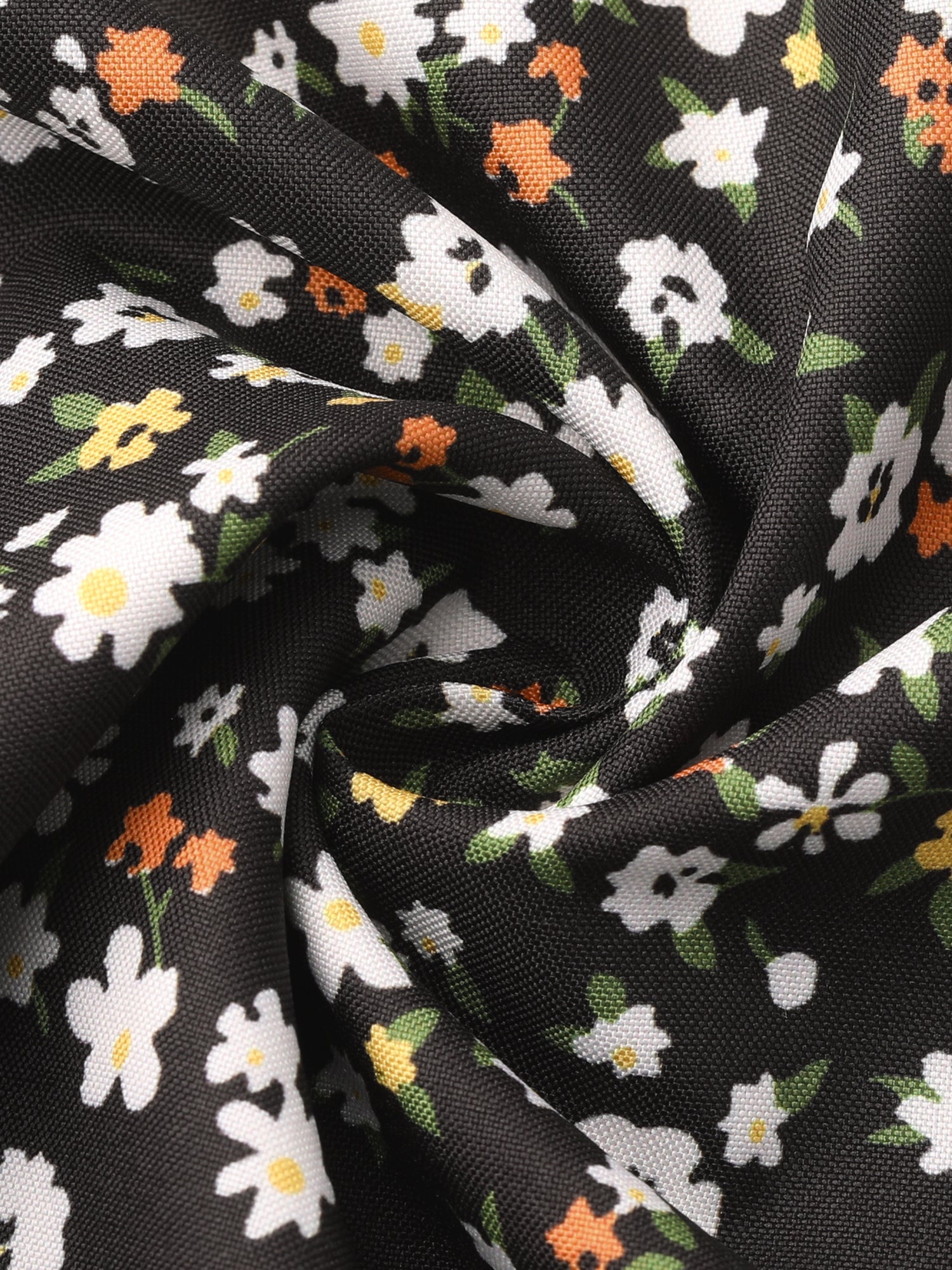 Floral Peasant Elastic Waist A-Line Ditsy Leave Midi Skirt