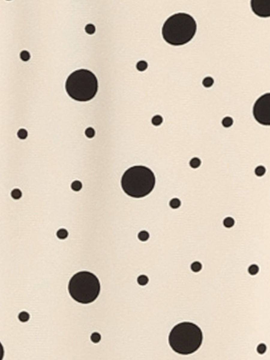 Polka Dots Print V Neck Short Sleeve Elegant Work Office Tops
