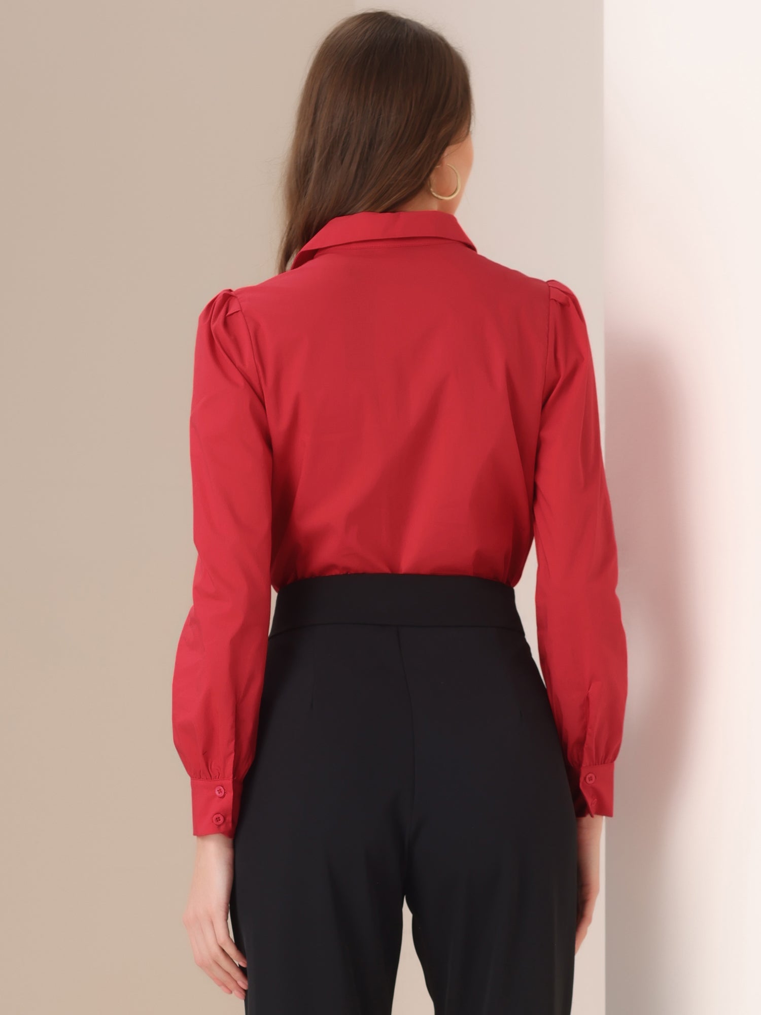 Leotard Shirt Collared Business Casual Button Down Long Sleeves Bodysuit