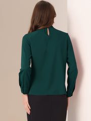 Stand Collar Chiffon Long Sleeve Business Casual Work Blouse
