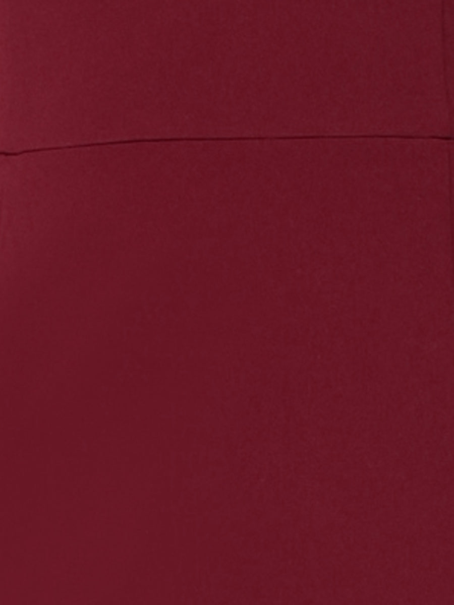 3/4 Sleeve Notch Neck Slim Fit Work Pencil Midi Dress
