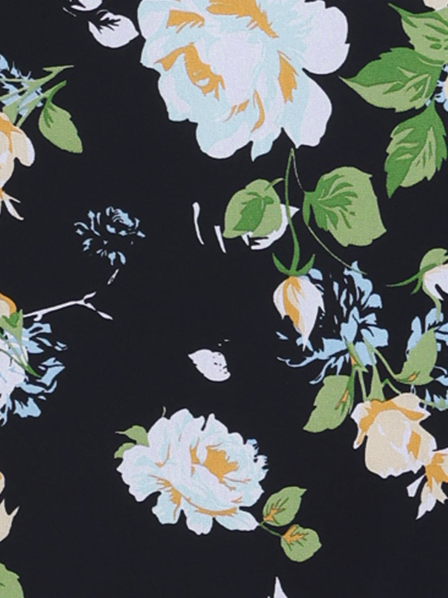 Casual Ruffle 3/4 Sleeve Floral Print Chiffon Blouse