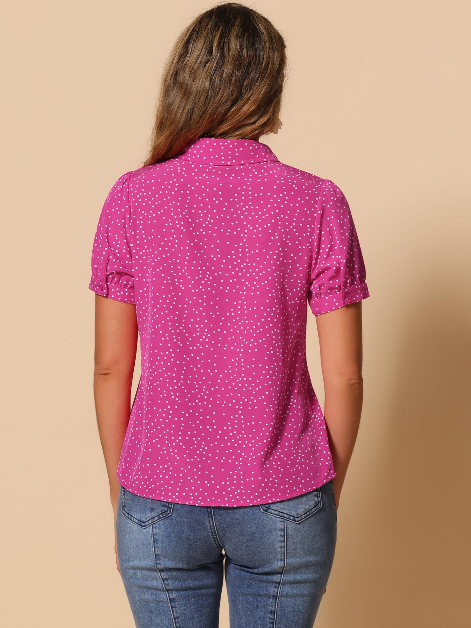 Retro Dots Bow Tie Peter Pan Collar Chiffon Blouse