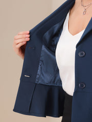 Vintage Lapel Long Sleeve Ruffle Hem Office Cropped Blazer