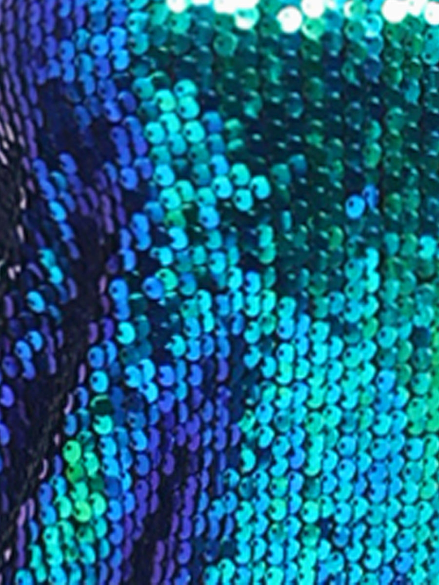 Sparkly Sequin One Shoulder Puff Long Sleeve Shimmer Tops