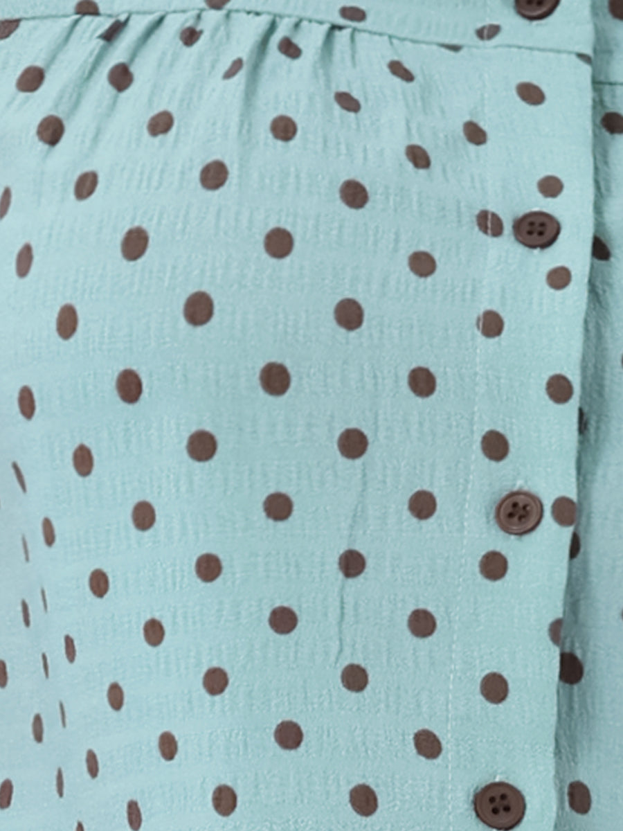 Short Sleeve Tops Vintage Polka Dots Button Up Shirt